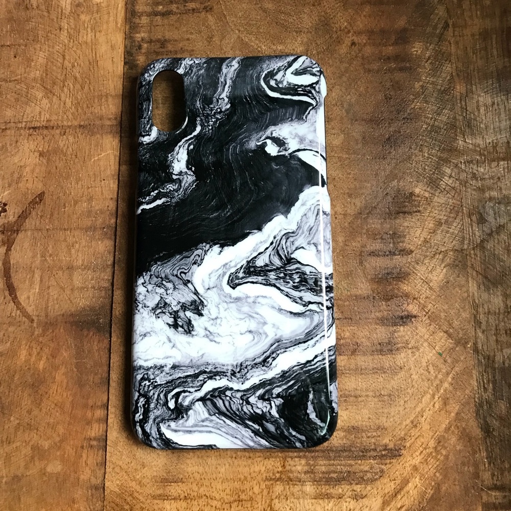 iPhone X black and white marble case